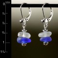 Cobalt with Clear Sea Glass Center Drilled Leverback Earrings