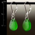 Green Sea Glass Top-Drilled Leverback Earrings