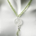 Clear Beach Glass with Genuine Peridot Chain