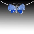 Periwinkle & Cobalt Beach Glass Butterfly Necklace