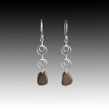 Brown Beach Glass Modern French Wire Earrings