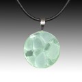 Aqua Beach Glass Pendant with Leather Necklace