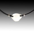 Clear Beach Glass with Black Leather Necklace