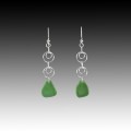 Green Beach Glass Modern French Wire Earrings