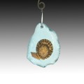 Aqua Sea Glass with Shell Silver Ornament