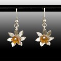 Brown Flower Sea Glass Earrings