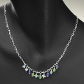 Aqua, Clear, Blue and Green Glass Sterling Silver Classic Dangle Necklace