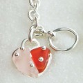 Pink & Red Beach Glass Riveted Sterling Silver Heart