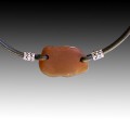 Brown Beach Glass with Black Leather Necklace