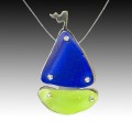 Cobalt & Lime Sail Boat Illusion Necklace