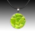 Lime Beach Glass Pendant with Leather Necklace