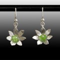 Green Flower Sea Glass Earrings