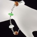 Green, Clear & Brown Beach Glass Strung on a Sterling Silver Chain