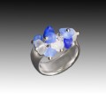 Blue & Clear Beach Glass Cocktail Ring