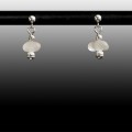 Clear Sea Glass Ball Post Earrings