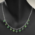 Green Glass Sterling Silver Classic Dangle Necklace