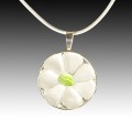 Clear Petals & Lime Center Beach Glass Pendant