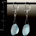 Aqua Beach Glass Leverback Earrings