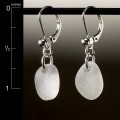Clear Sea Glass Top-Drilled Leverback Earrings