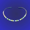Blue & Green Beach Glass Riveted Collar Necklace