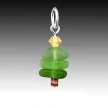 Sterling silver and genuine found sea glass stacked charm.