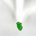 Green Single Sea Glass "Illusion" with 14k Beads