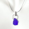 Cobalt Beach Glass with Sterling Silver Cable Pendant