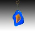 Cobalt Sea Glass with Shell Silver Ornament