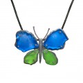 Cobalt & Green Beach Glass Butterfly Necklace