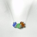 Cobalt, Green & Brown Tri-Glass Illusion Necklace