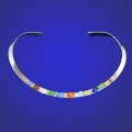 Multi-Color Beach Glass Riveted Collar Necklace