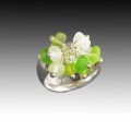 Green & Clear Beach Glass Cocktail Ring