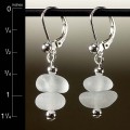 Clear Sea Glass Center Drilled Leverback Earrings