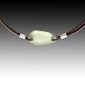 Seafoam Beach Glass with Brown Leather Necklace