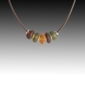 Brown & Green Beach Glass Strung Necklace