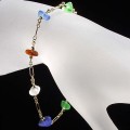 Multi-Colored Beach Glass on 14k Gold Oval Loop Bracelet/Anklet