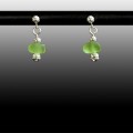 Green Sea Glass Ball Post Earrings