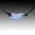 Periwinkle Beach Glass with Black Leather Necklace