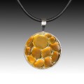 Brown Beach Glass Pendant with Leather Necklace