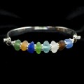 Multi-Color Beach Glass Cuff in Sterling Silver & 14kt White Gold