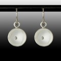 Clear Sea Glass Sterling Silver Domed Disk Earrings