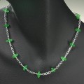 Green Glass, Sterling Silver Classic Strung Necklace