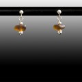 Brown Sea Glass Ball Post Earrings