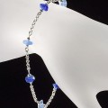 Blue Shades of Beach Glass Strung on a Sterling Silver Chain