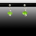 Lime Sea Glass Ball Post Earrings