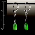 Green Beach Glass Leverback Earrings