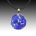 Cobalt Beach Glass Pendant with Leather Necklace