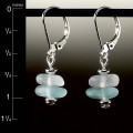 Aqua with Clear Sea Glass Center Drilled Leverback Earrings