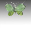 Double Green Beach Glass Butterfly Necklace