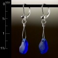 Cobalt Beach Glass Leverback Earrings